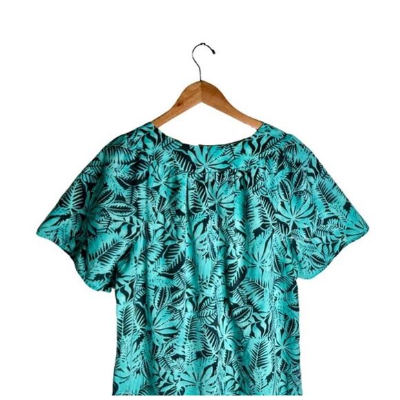 Anthony Richard Mumu Hawaiian Large Vintage Pockets Blue Gray Ferns Ruffle Hem - Picture 6 of 9